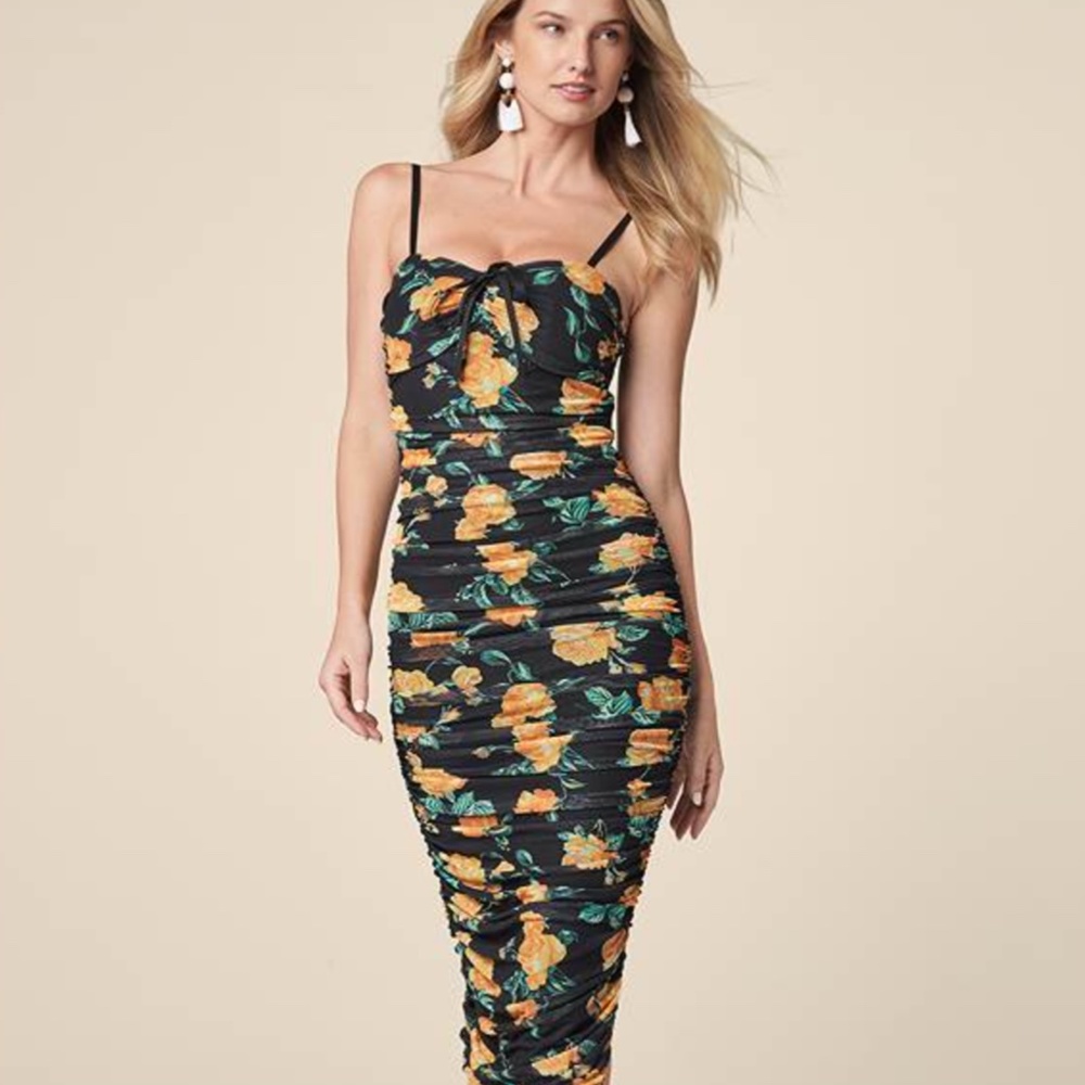 Yellow rose Floral Ruched BodyCon - Picture 5 of 5